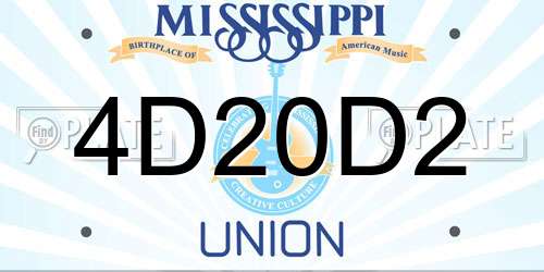 4D20D2 Mississippi License Plate