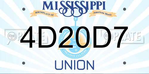 4D20D7 Mississippi License Plate