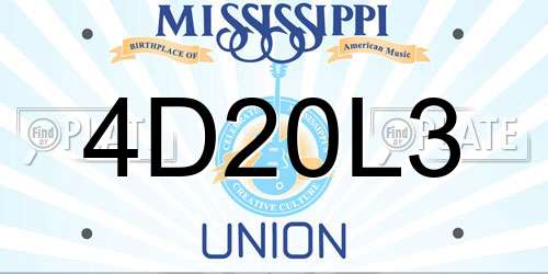 4D20L3 Mississippi License Plate