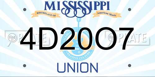 4D20O7 Mississippi License Plate