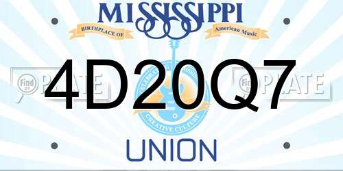4D20Q7 Mississippi License Plate