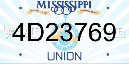 4D23769 Mississippi License Plate