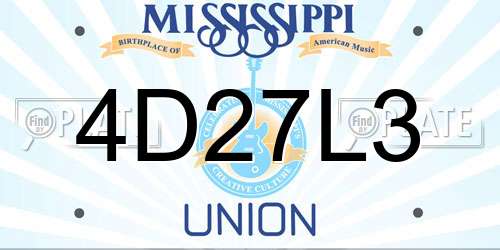 4D27L3 Mississippi License Plate