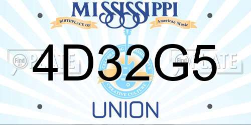 4D32G5 Mississippi License Plate