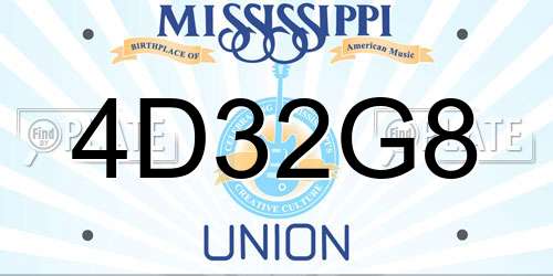 4D32G8 Mississippi License Plate