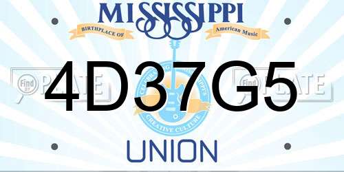 4D37G5 Mississippi License Plate