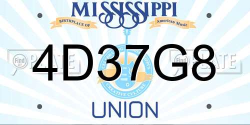 4D37G8 Mississippi License Plate