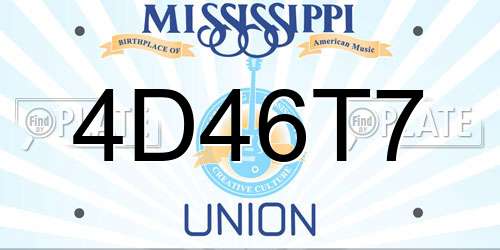 4D46T7 Mississippi License Plate