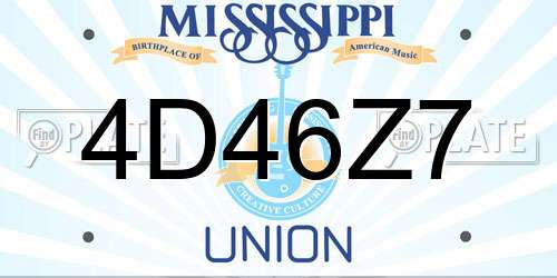 4D46Z7 Mississippi License Plate