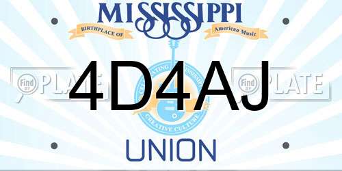 4D4AJ Mississippi License Plate