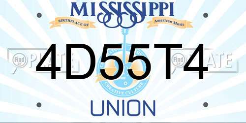 4D55T4 Mississippi License Plate