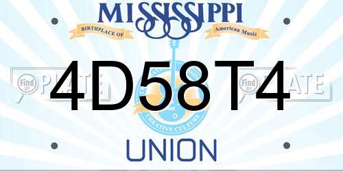 4D58T4 Mississippi License Plate