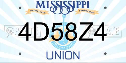 4D58Z4 Mississippi License Plate