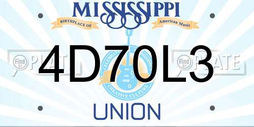 4D70L3 Mississippi License Plate