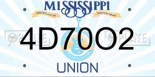 4D70O2 Mississippi License Plate