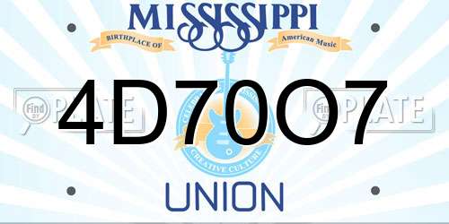 4D70O7 Mississippi License Plate