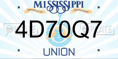 4D70Q7 Mississippi License Plate