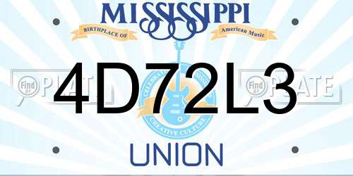 4D72L3 Mississippi License Plate