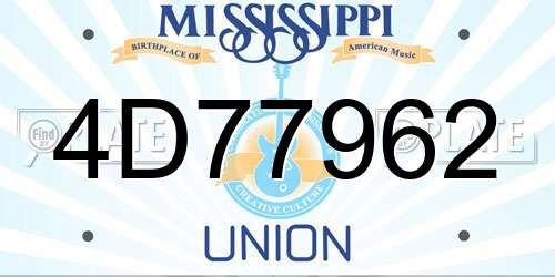 4D77962 Mississippi License Plate