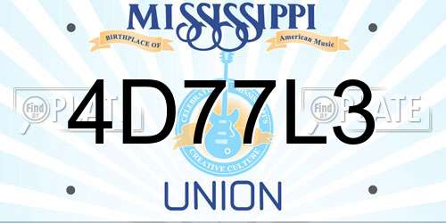 4D77L3 Mississippi License Plate