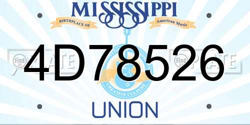 4D78526 Mississippi License Plate