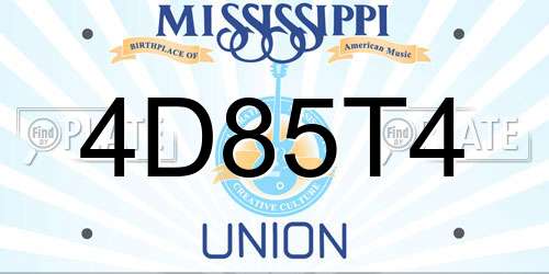 4D85T4 Mississippi License Plate