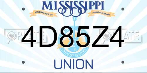 4D85Z4 Mississippi License Plate