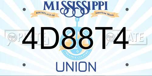 4D88T4 Mississippi License Plate