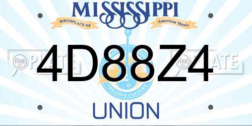 4D88Z4 Mississippi License Plate