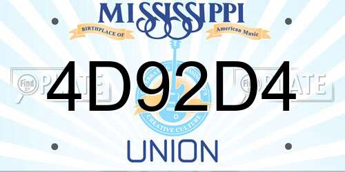 4D92D4 Mississippi License Plate