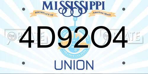 4D92O4 Mississippi License Plate