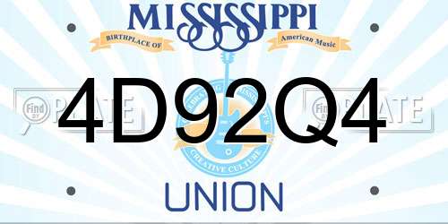 4D92Q4 Mississippi License Plate