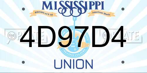 4D97D4 Mississippi License Plate