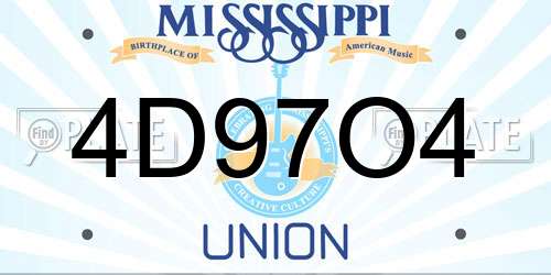 4D97O4 Mississippi License Plate