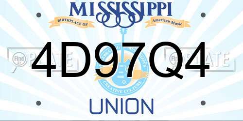 4D97Q4 Mississippi License Plate