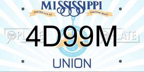 4D99M Mississippi License Plate
