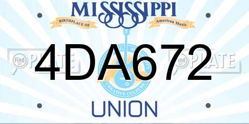 4DA672 Mississippi License Plate