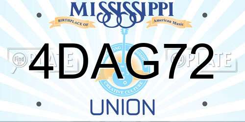 4DAG72 Mississippi License Plate