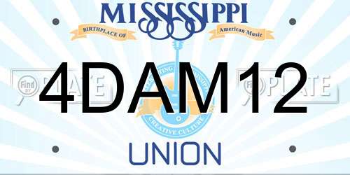 4DAM12 Mississippi License Plate