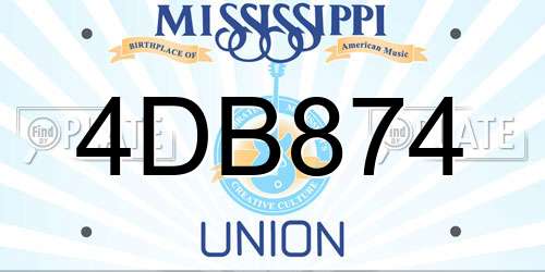 4DB874 Mississippi License Plate
