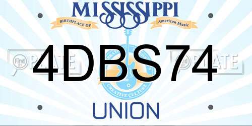 4DBS74 Mississippi License Plate