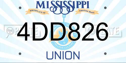 4DD826 Mississippi License Plate
