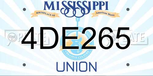 4DE265 Mississippi License Plate