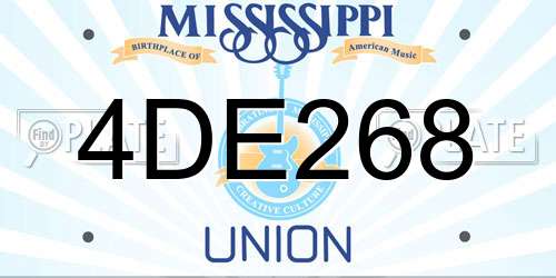4DE268 Mississippi License Plate