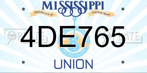 4DE765 Mississippi License Plate