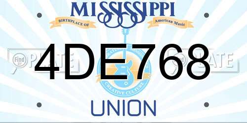 4DE768 Mississippi License Plate