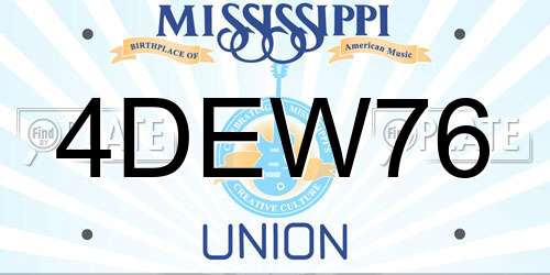 4DEW76 Mississippi License Plate