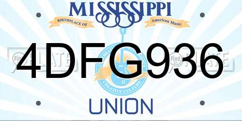 4DFG936 Mississippi License Plate
