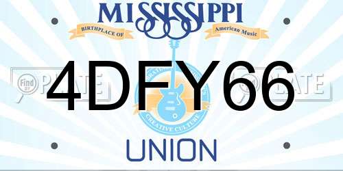 4DFY66 Mississippi License Plate