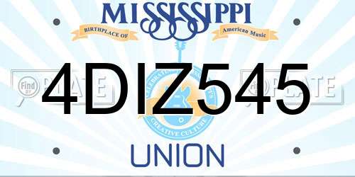 4DIZ545 Mississippi License Plate
